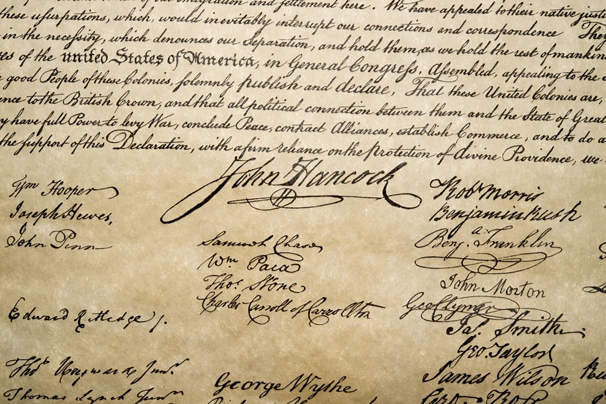 John Hancock's Prominent Signature on The Declaration of Independence
