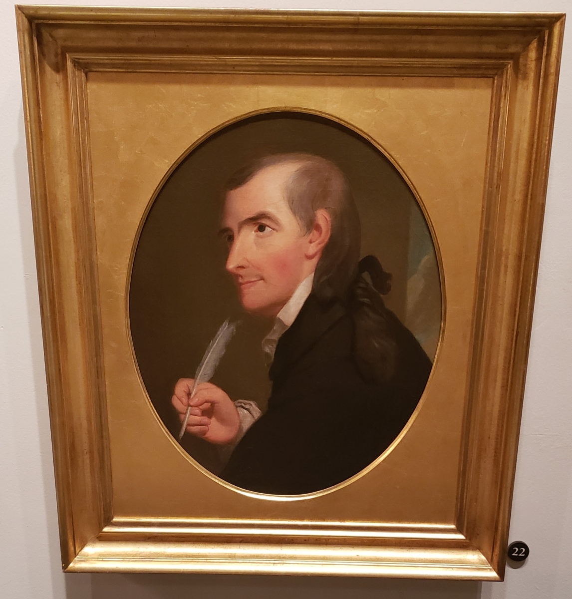 Francis Hopkinson portrait hanging in the Second Bank of the United States Portrait Gallery