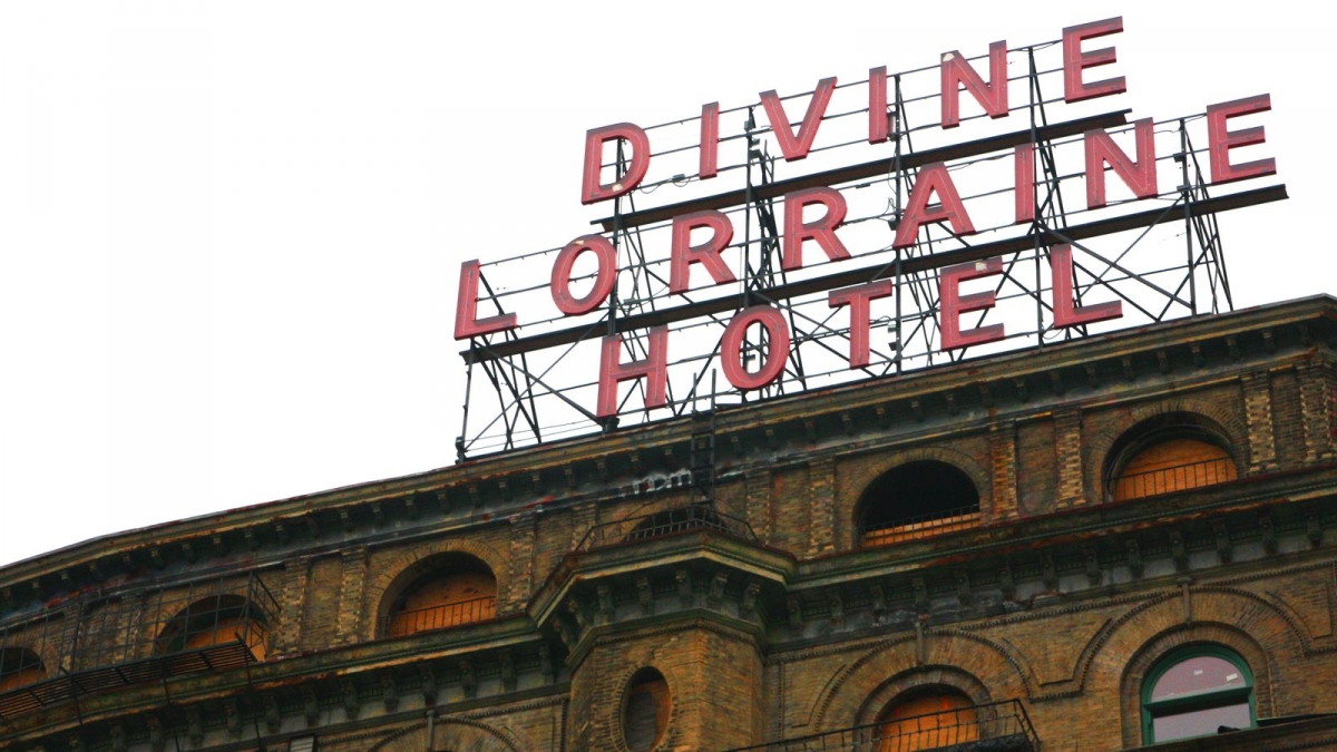 A view of the Divine Lorraine prior to being restored