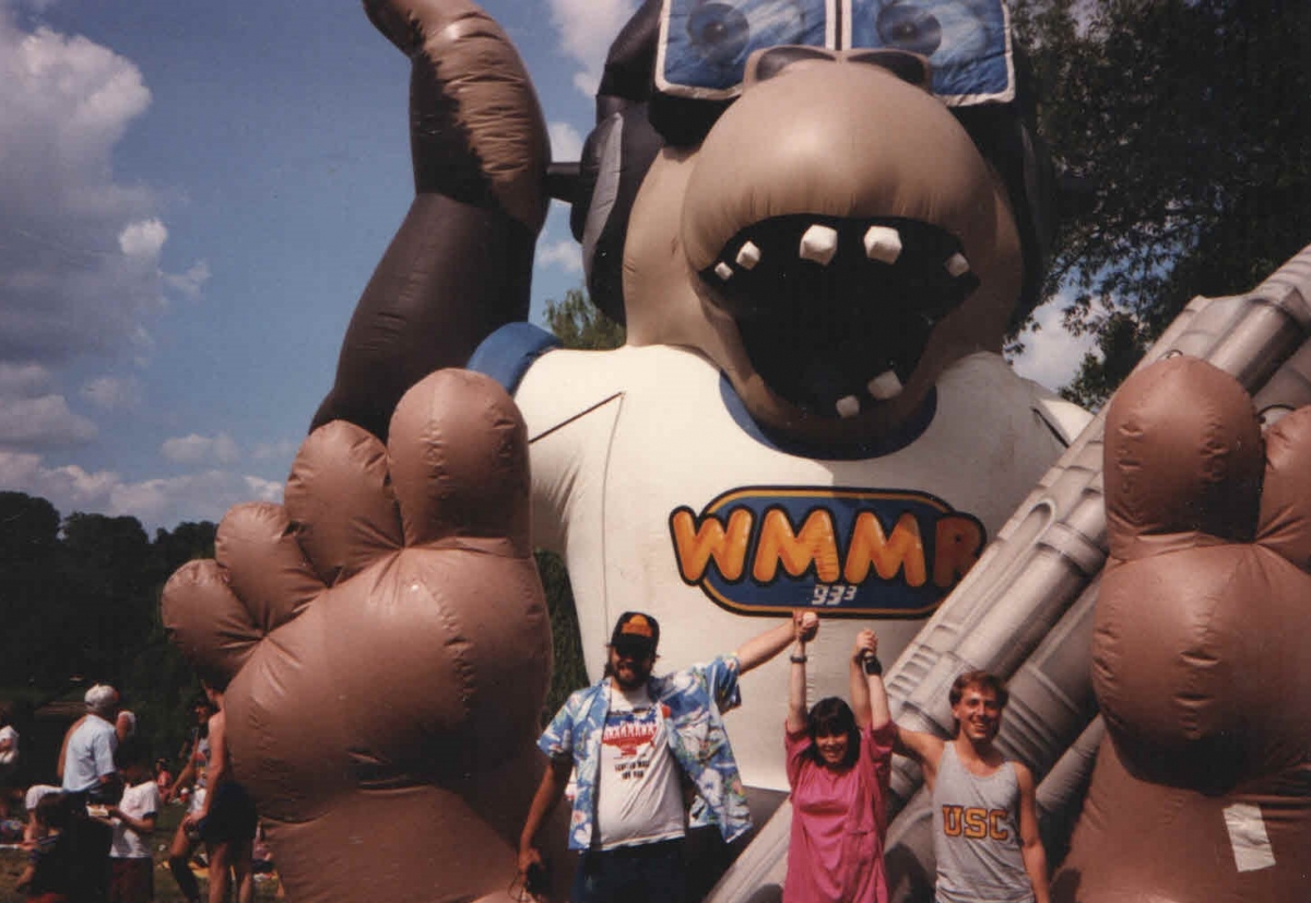 Hands Across America with WMMR-FM, Pictured Left to Right: Ray Koob, Annie Whitney, and Jon Bari, May 25, 1986, West River Drive in Philadelphia