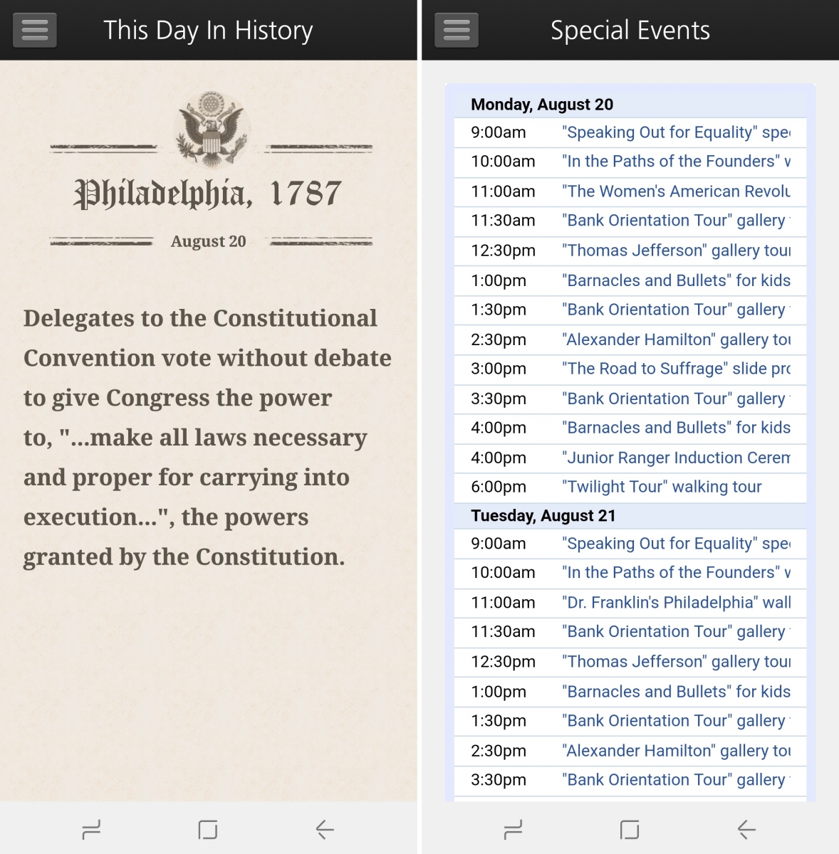 Screenshots of the Independence Mobile App