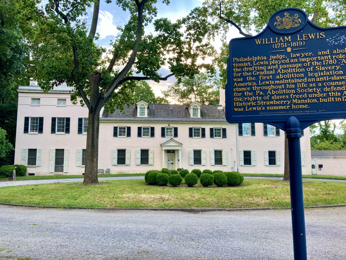 Strawberry Mansion with William Lewis Historical Marker