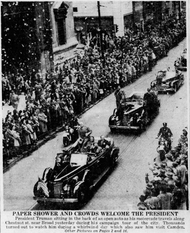 Harry Truman travels down Chestnut Street on his Tour of Philadelphia - October 6, 1948 - The Philadelphia Inquirer Harry Truman travels down Chestnut Street on his Tour of Philadelphia - October 6, 1948 - The Philadelphia Inquirer