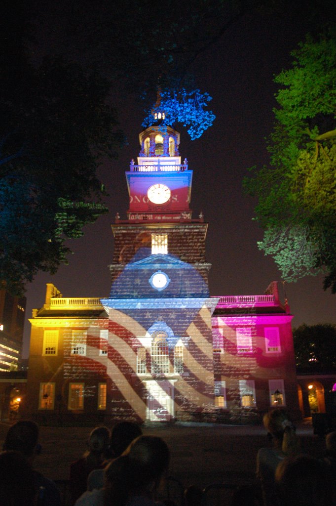 Lights of Liberty Projected onto Independence Hall