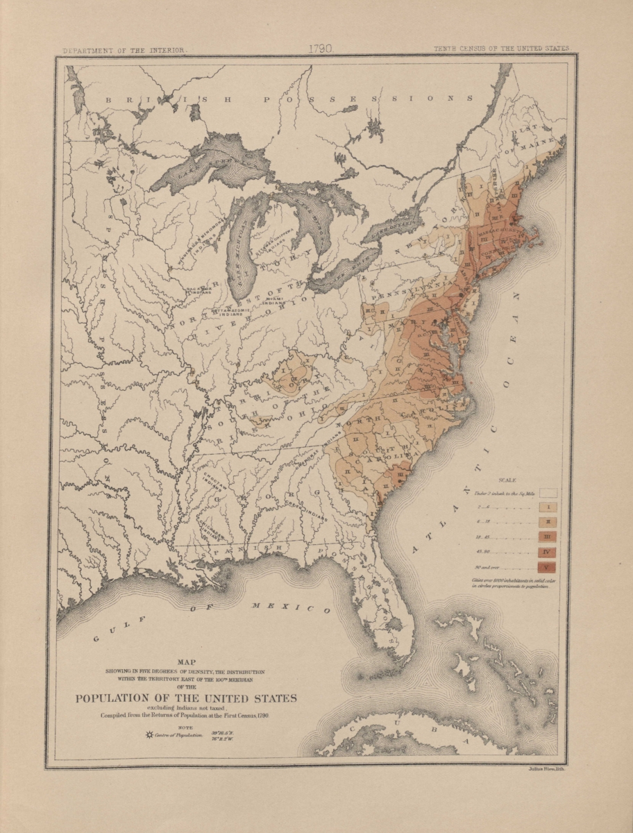 1790 U.S. Census Map, Credit: U.S. Census Bureau