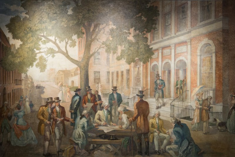 Mural of the signing of the Buttonwood Agreement located at the New York Stock Exchange