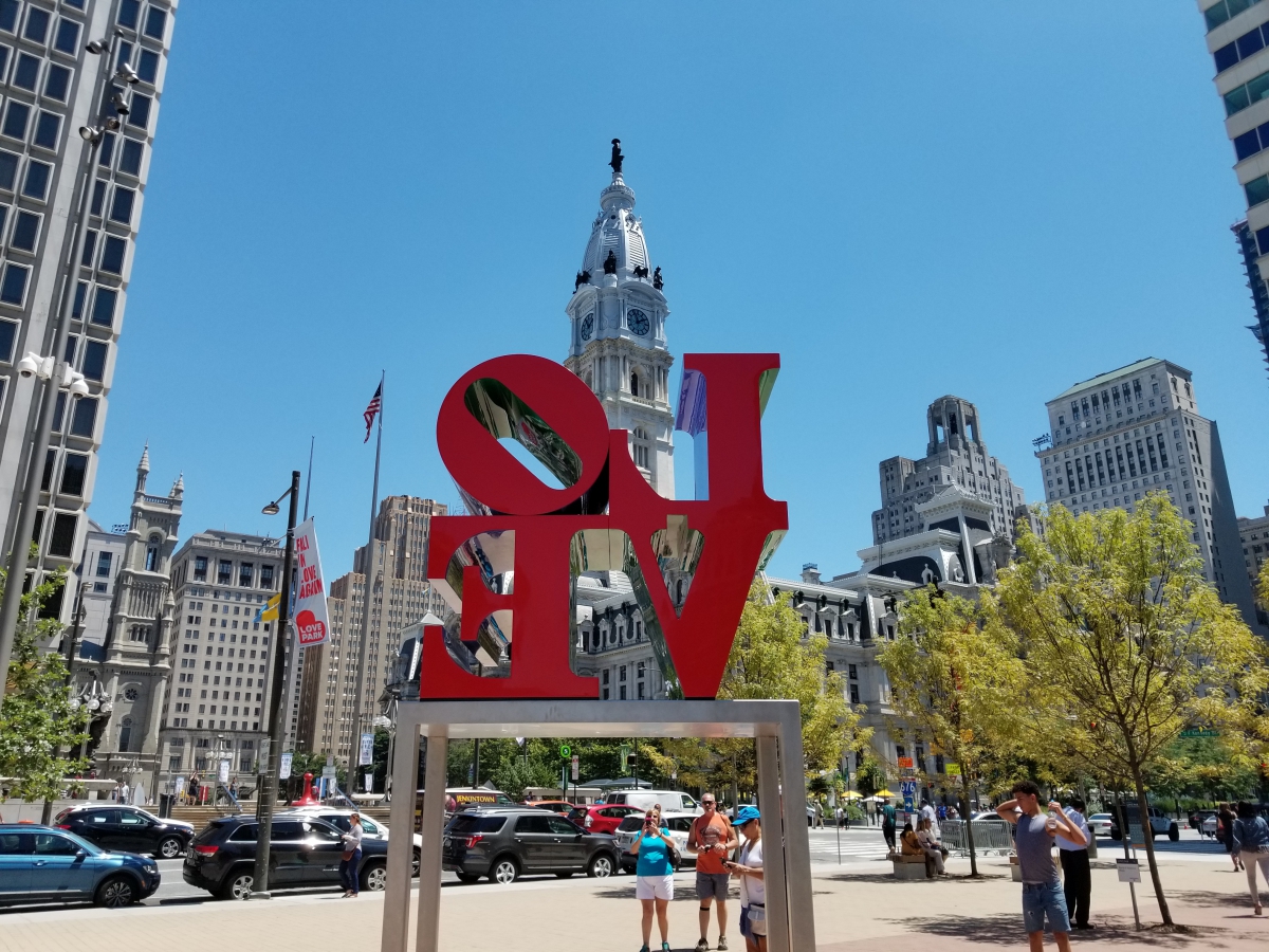 LOVE Statue looking at City Hall LOVE Statue looking at City Hall