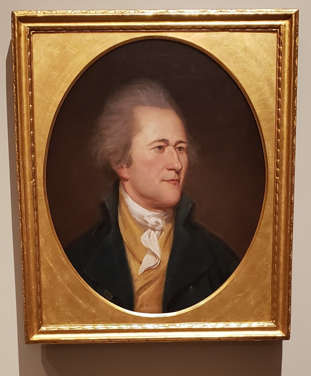 Portrait of Alexander Hamilton hanging in the Second Bank of the United States Portrait Gallery