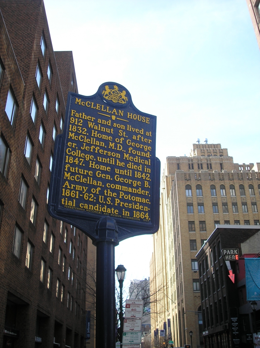 McClennan House Pennsylvania Historical Marker, Walnut Street between 9th and 10th Streets, Philadelphia
