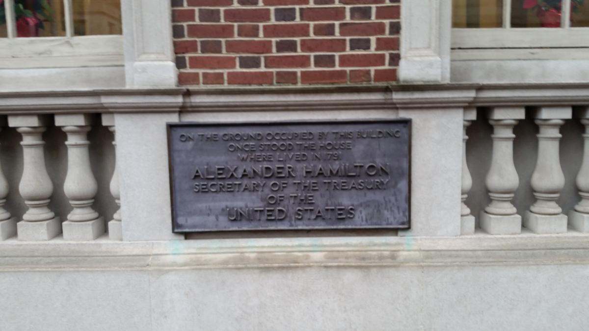 Plaque Commemorating location of Alexander Hamilton Residence in Philadelphia