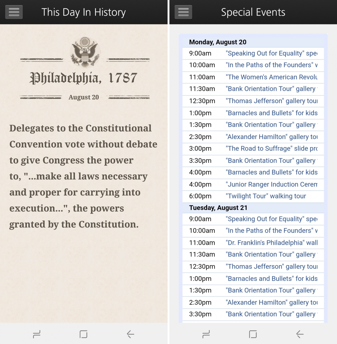 Screenshots of the Independence Mobile App