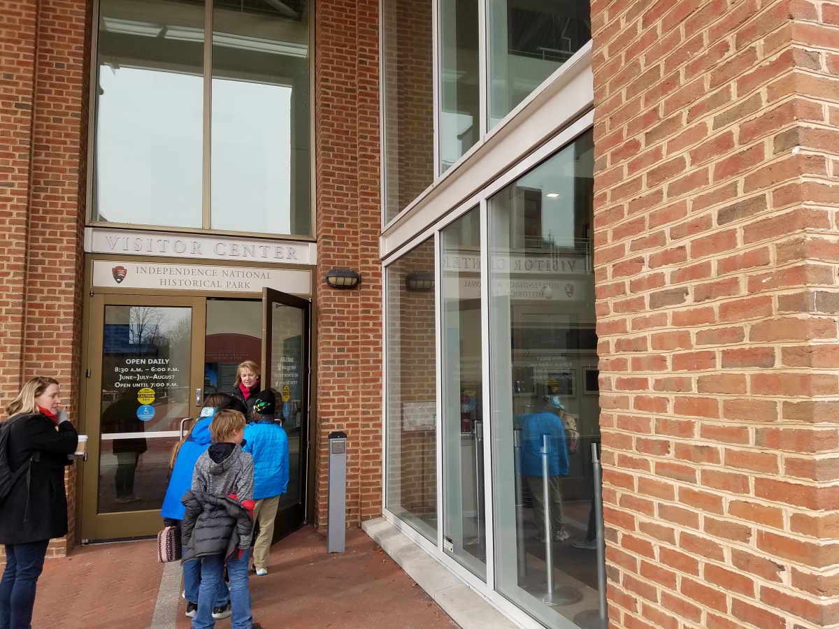 The Eastern Entrance of the Independence Visitors Center is where to wait in line for Independence Hall Tickets