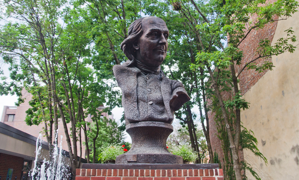 One of many Benjamin Franklin Statues in Philadelphia - This one is made up of keys, paying tribute to Franklin's Kite and Key Experiment