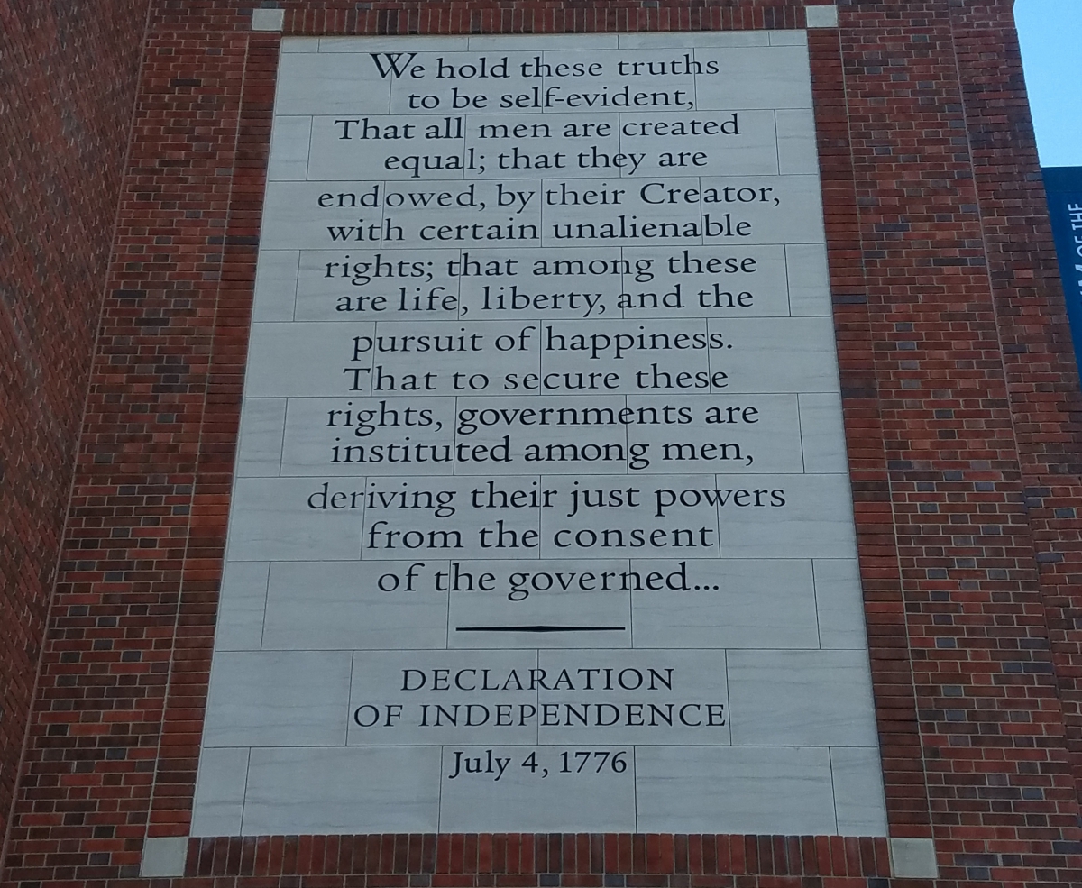 Excerpt from The Declaration of Independence, engraved onto the Museum of the American Revolution