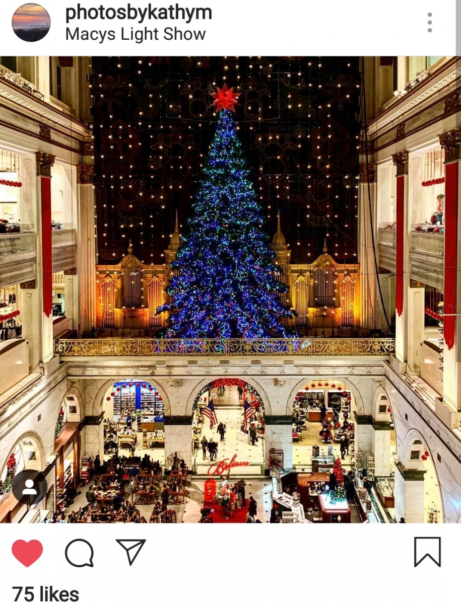 Macy's Christmas Light Show, Photo Credit: photosbykathym (Instagram)