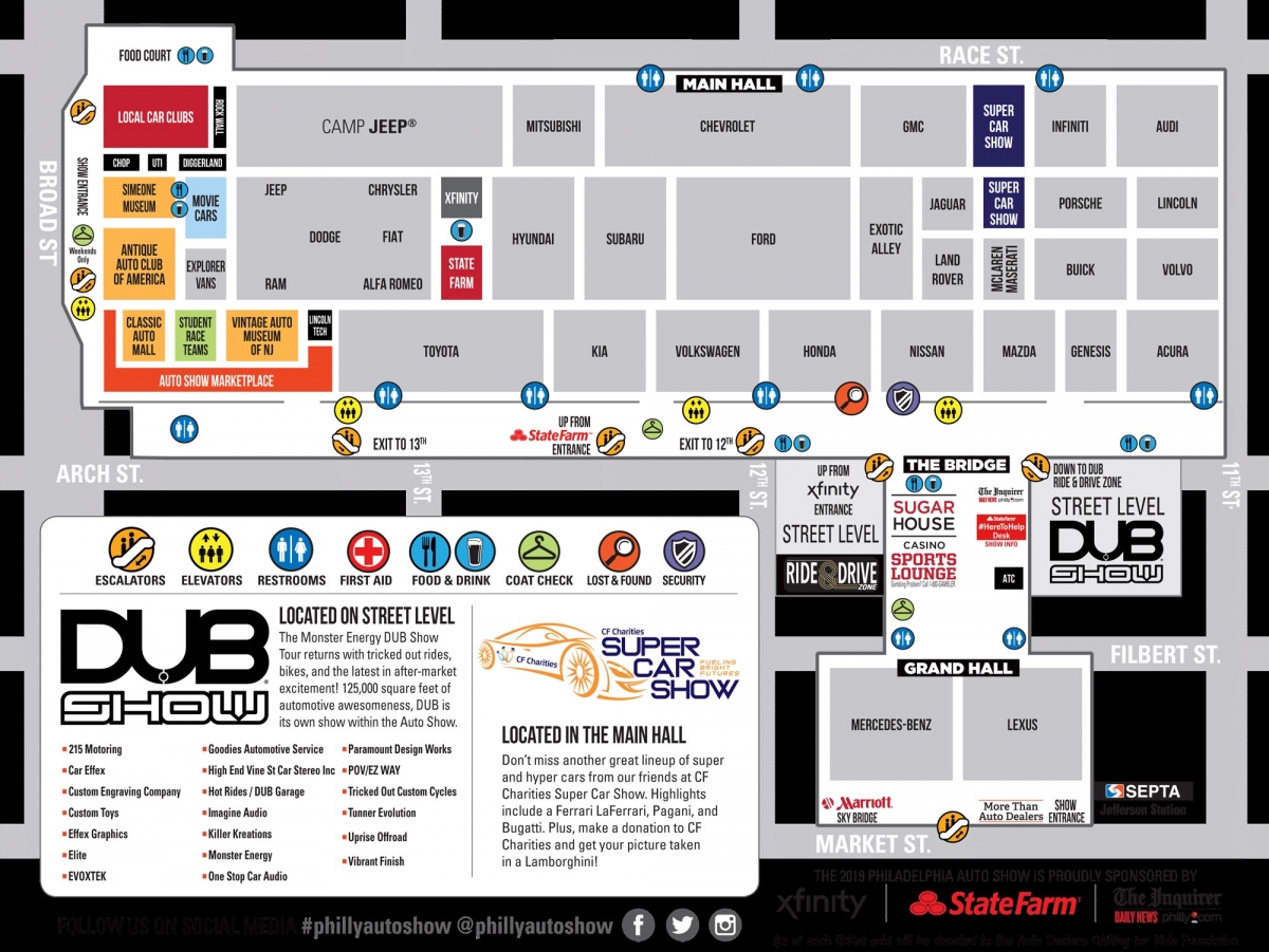 Philadelphia Auto Show Floor Plan, 2019 - Pennsylvania Convention Center
