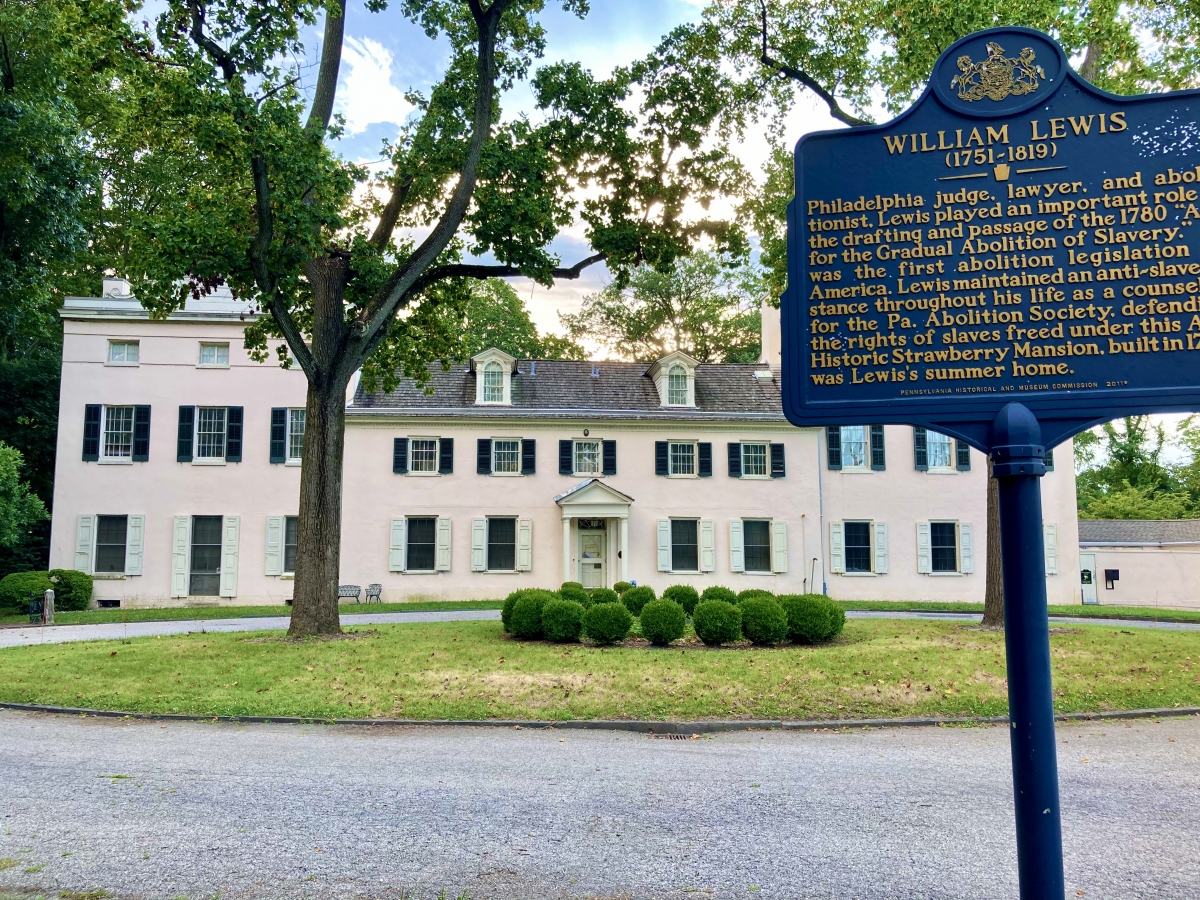 Strawberry Mansion with William Lewis Historical Marker