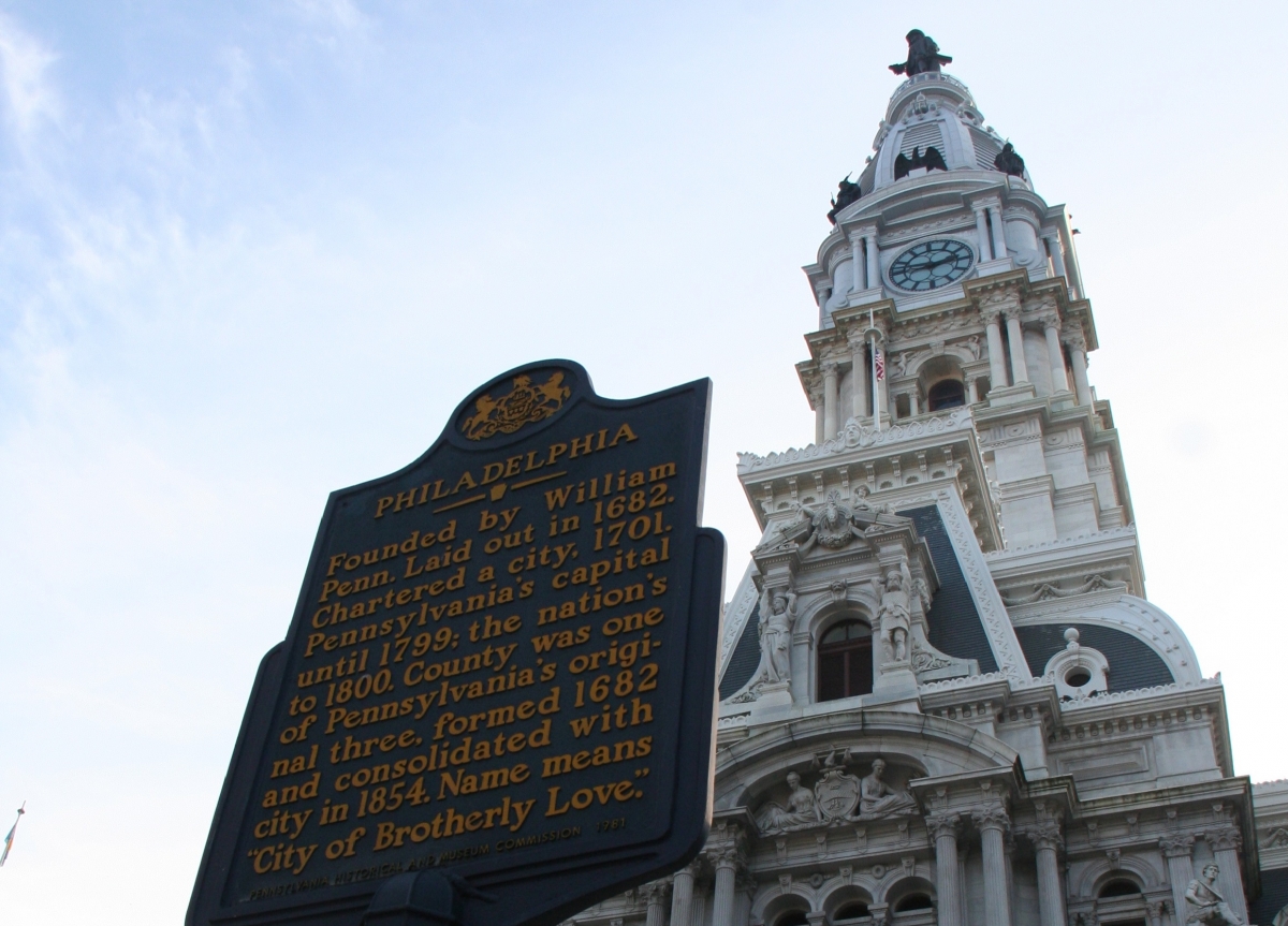Philadelphia Historical Marker in Front of City Hall