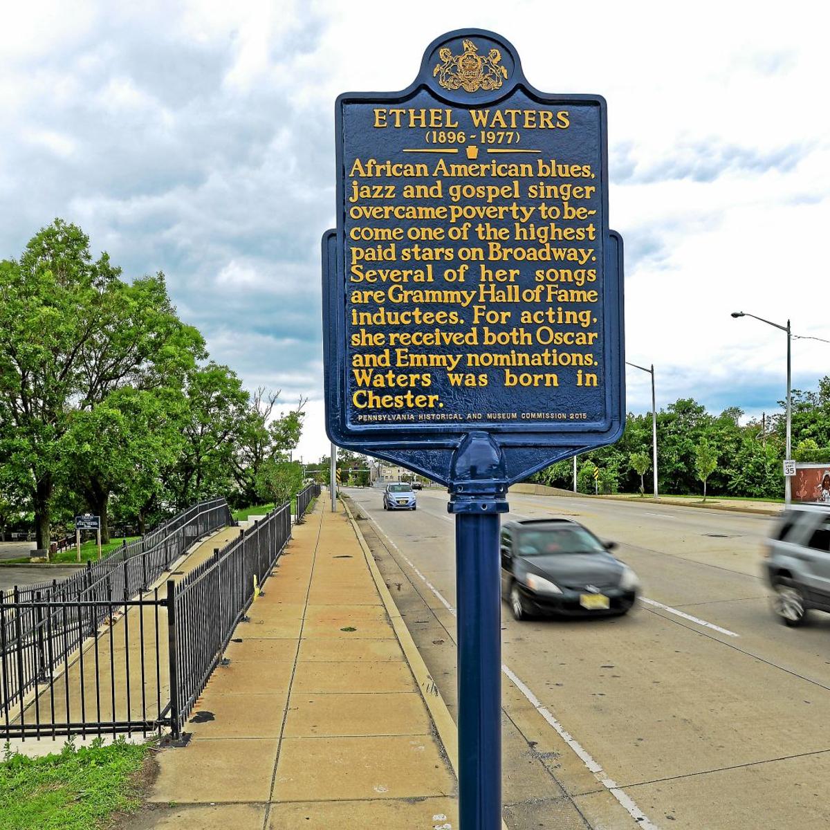 Ethel Waters Historical Marker, along Route 291 near Avenue of the States in Chester, Pennsylvania