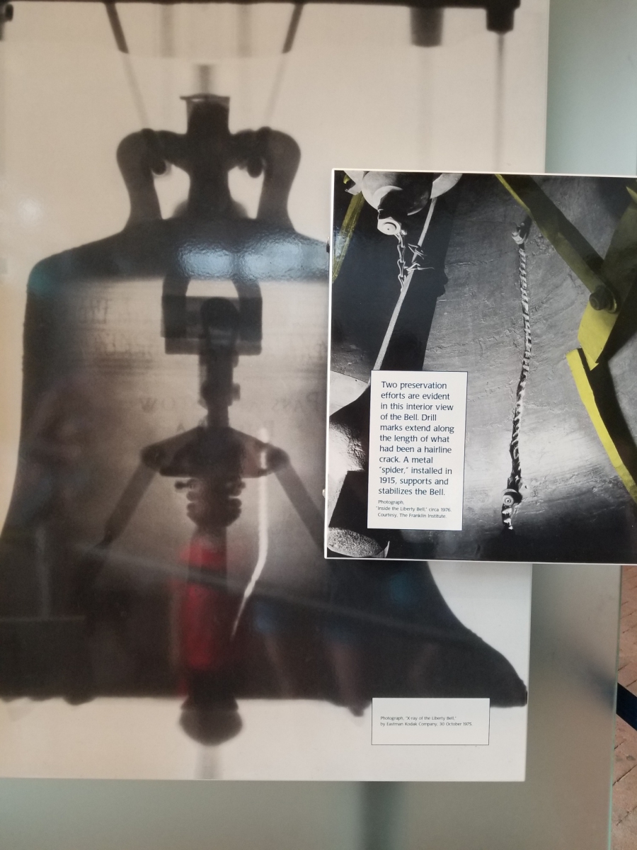 Liberty Bell Center exhibit detailing x-ray of The Liberty Bell