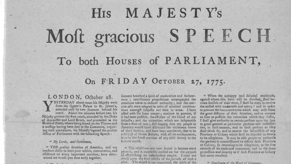An Account of King George's Speech Before Parliament