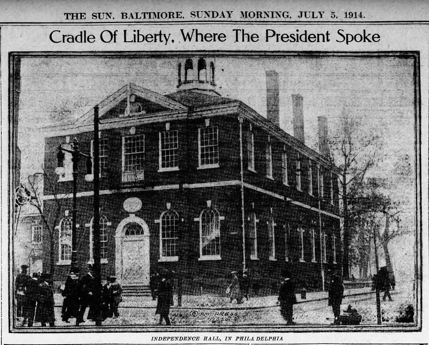 Congress Hall Mistakenly Identified as Independence Hall - July 4th, 1914 - The Baltimore Sun