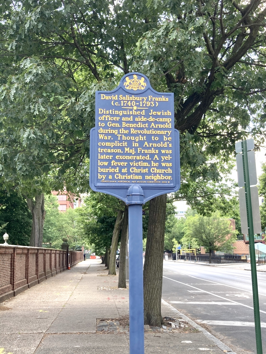 David Franks Historical Marker located at 5th and Arch Streets in Philadelphia