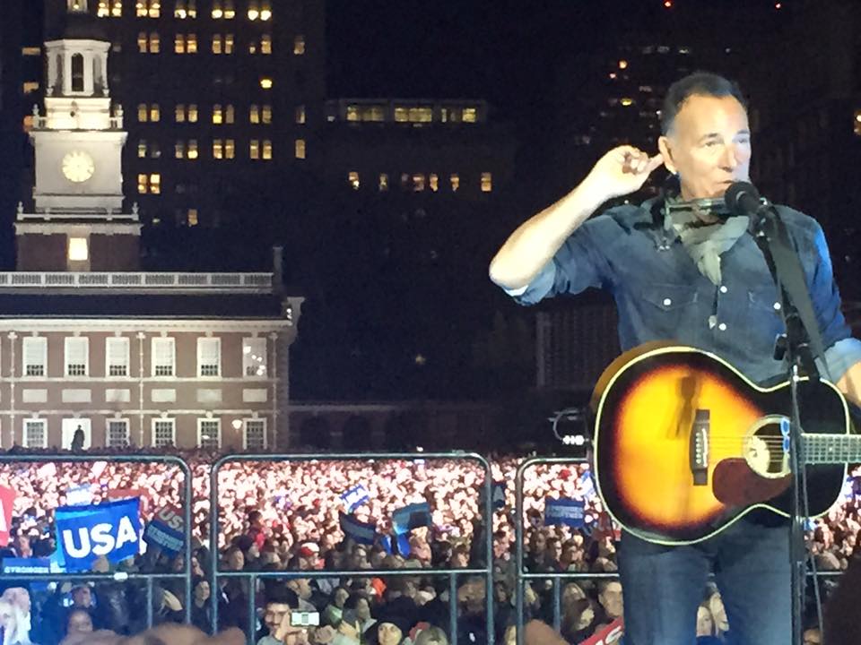 Bruce Springsteen in Concert at Independence Hall in Philadelphia at Hillary Clinton's Stronger Together Election Eve Rally, November 7, 2016