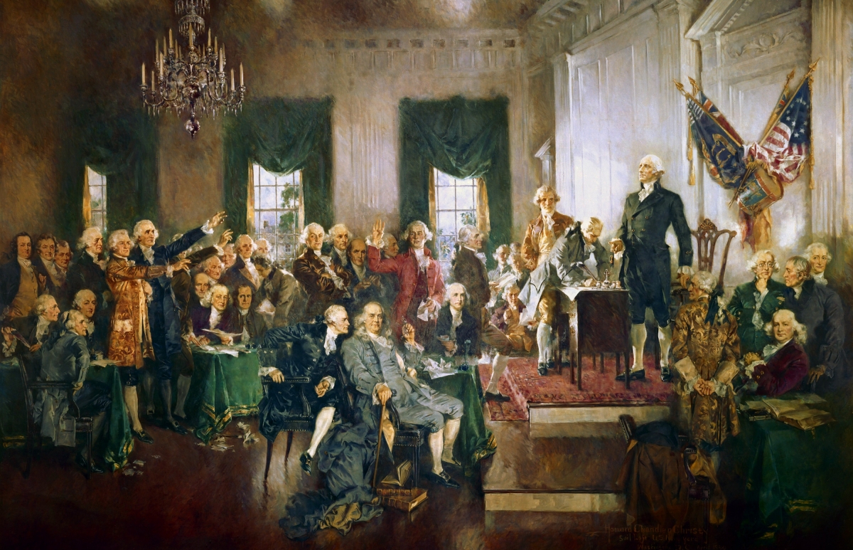 Signing of the United States Constitution at the Constitutional Convention at Independence Hall in Philadelphia, By Howard Chandler Christy