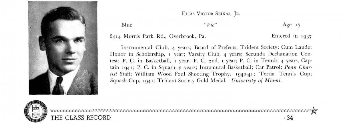 Vic Seixas, Penn Charter, Class of 1941