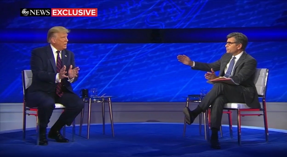 ABC News Town Hall with President Trump at the National Constitution Center, Hosted by George Stephanopoulos, Philadelphia, September 15, 2020 (Credit: ABC News) 