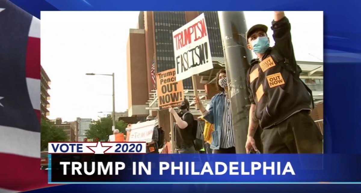 Protestors Outside of ABC News Town Hall with President Trump at the National Constitution Center, Hosted by George Stephanopoulos, Philadelphia, September 15, 2020 (Credit: ABC News)