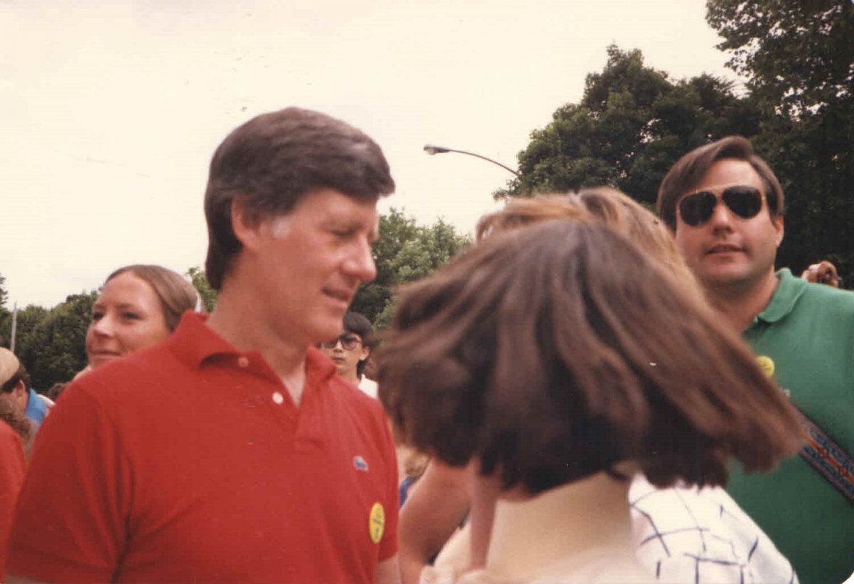 Hands Across America with Michael Craven, VP and General Manager of WMMR-FM (in red polo shirt), May 25, 1986, West River Drive in Philadelphia