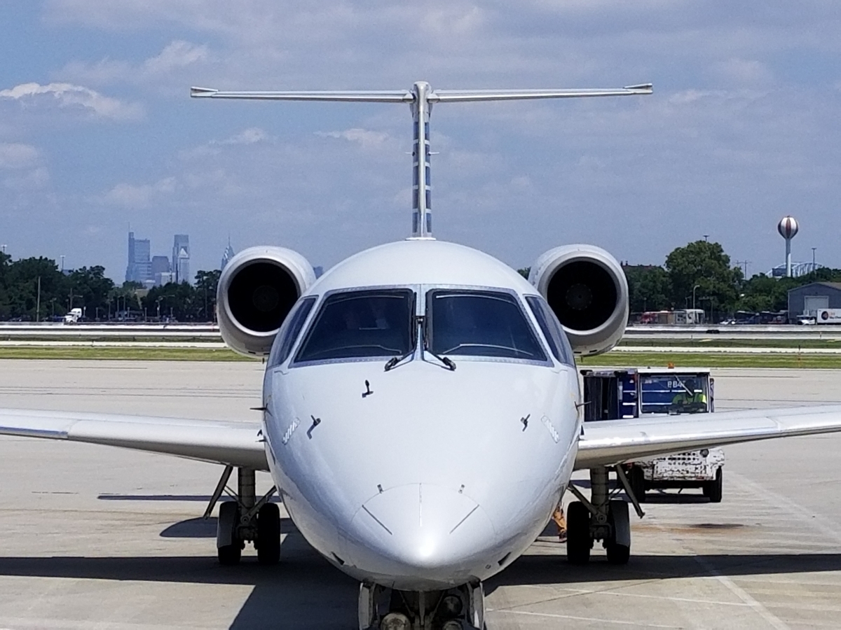 Philadelphia International Airport (PHL) with Philly Skyline in Background