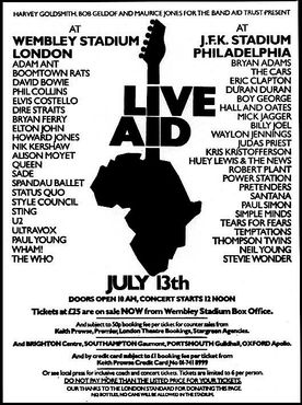 Live Aid Lineup - London and Philadelphia, July 13, 1985
