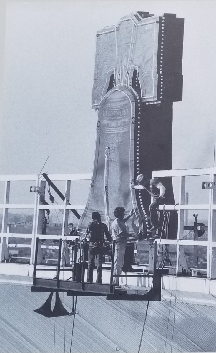 Veterans Stadium Liberty Bell Hanging Atop the Vet's Catwalk