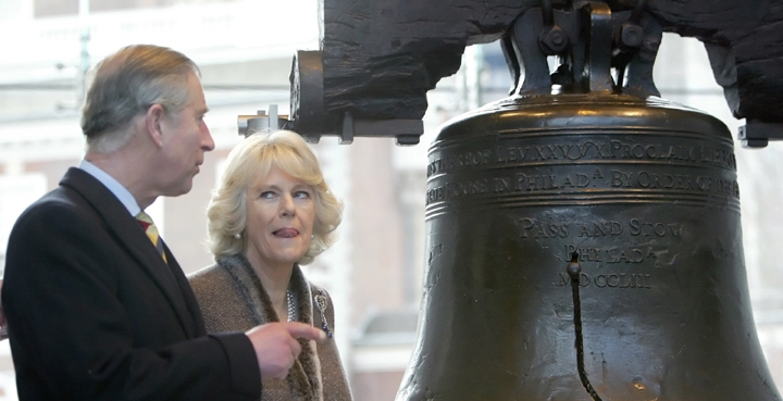 Britain's Prince Charles and the Duchess of Cornwall Camilla Parker-Bowles visit the Liberty Bell, January 27, 2007, Philadelphia
